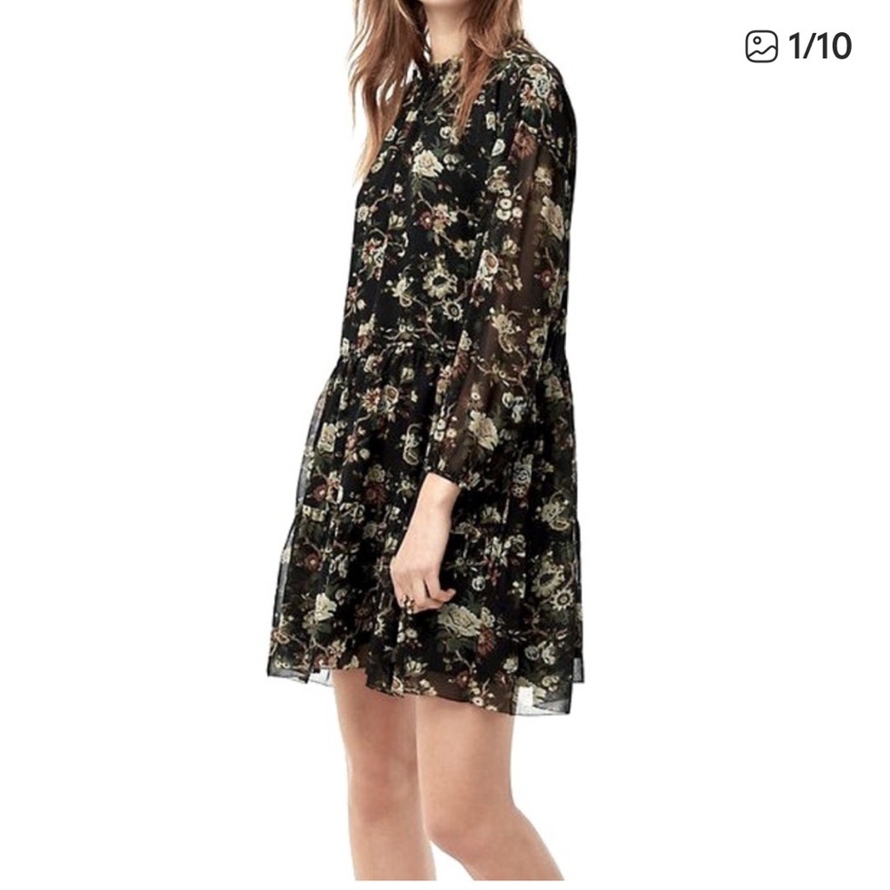 Aritzia Wilfred Lamare Ruffle Floral Mini Dress Open Back Peasant Prairie Sz XS - Picture 2 of 16
